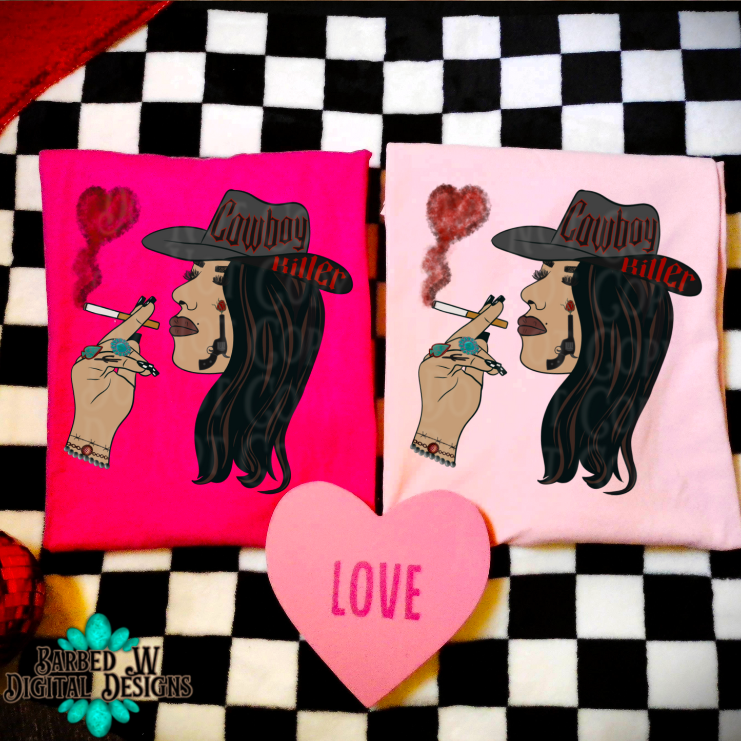 cowboy killer png, western valentines png, cowgirl png, girl valentine png, western png, trendy png, turquoise png, cigarettes png