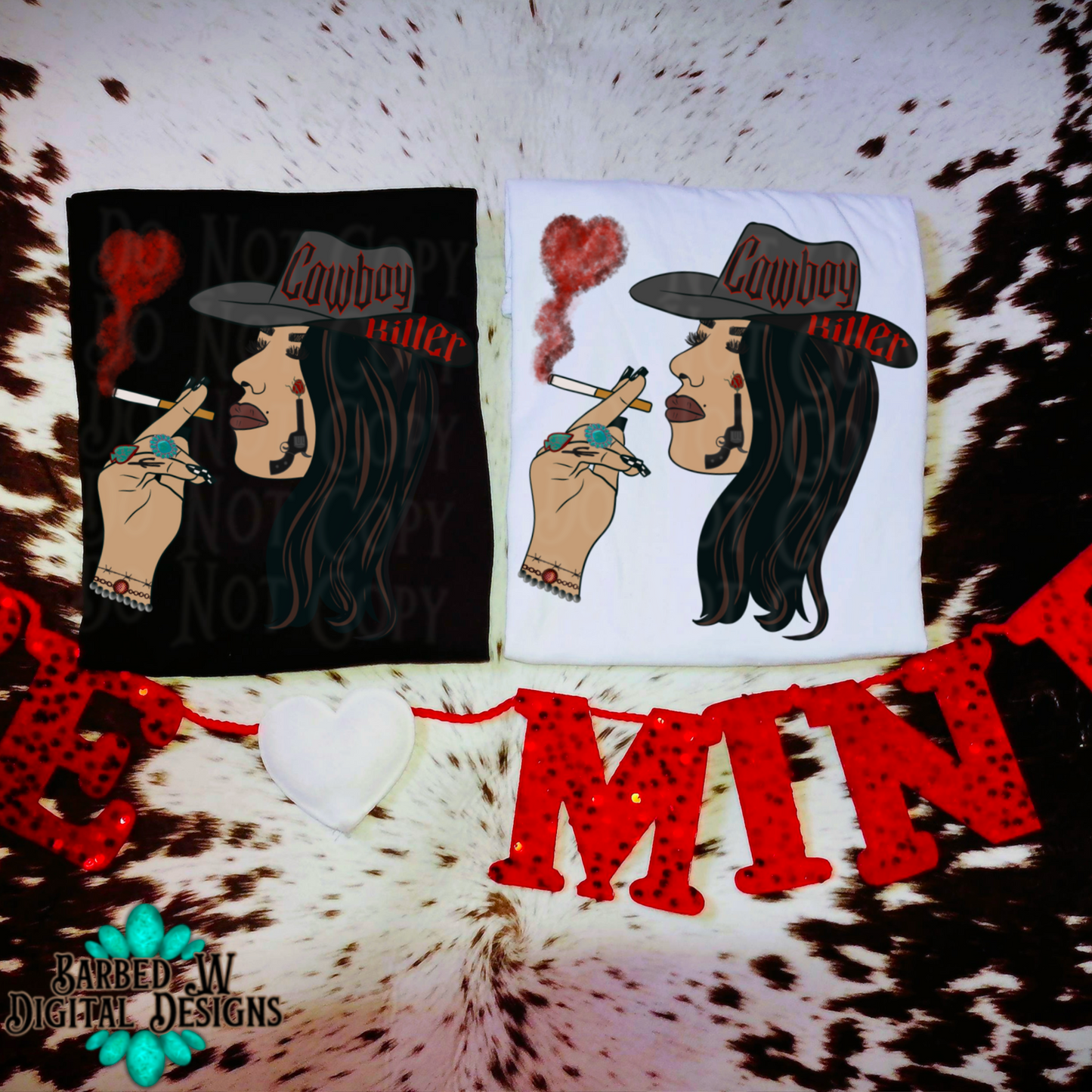 cowboy killer png, western valentines png, cowgirl png, girl valentine png, western png, trendy png, turquoise png, cigarettes png