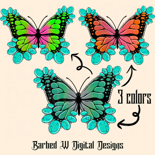 Turquoise Butterflies Png Bundle
