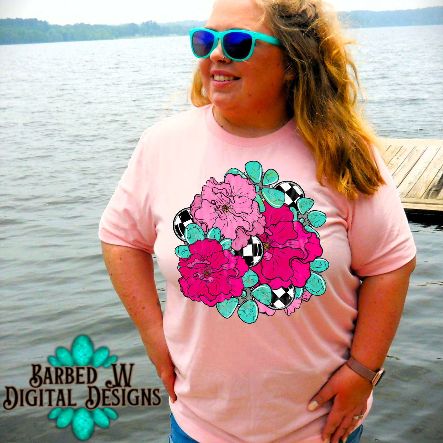 Turquoise & Flowers Png