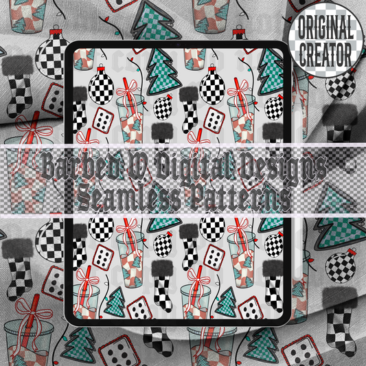 Caffeine & Christmas Cheer Seamless Pattern
