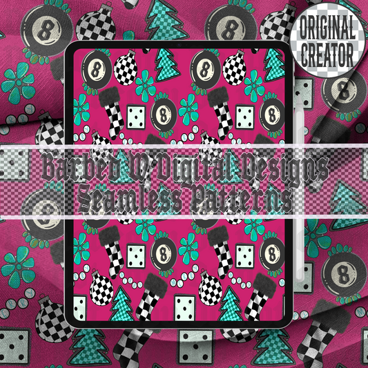 8 Ball Christmas Seamless Pattern (Pink)