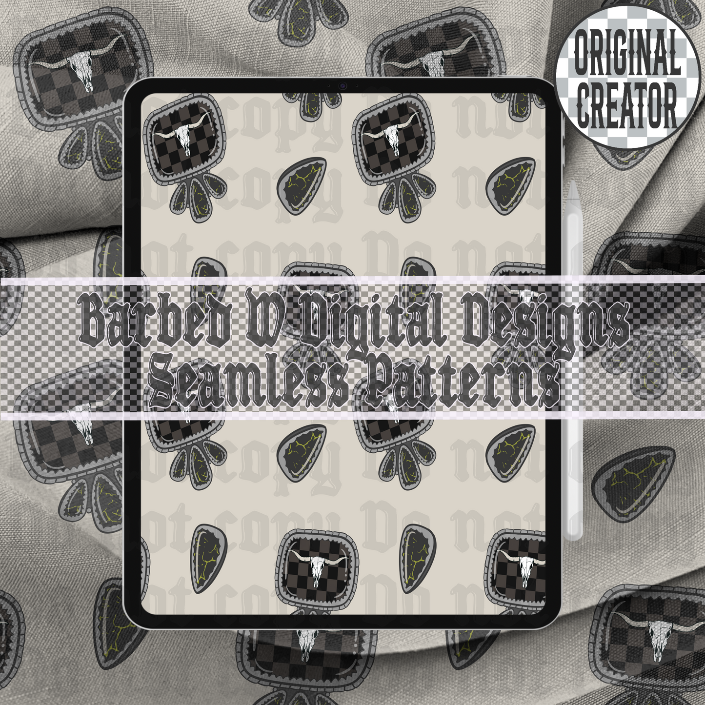 Longhorn Stone Seamless Pattern