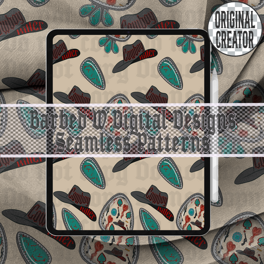 Cowboy Killer Seamless Pattern