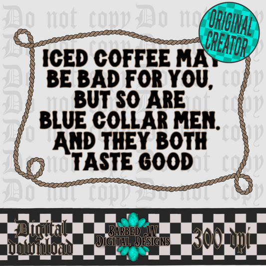 Iced Coffee & Blue Collar Png