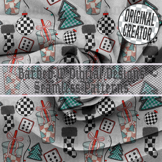 Caffeine & Christmas Cheer Seamless Pattern