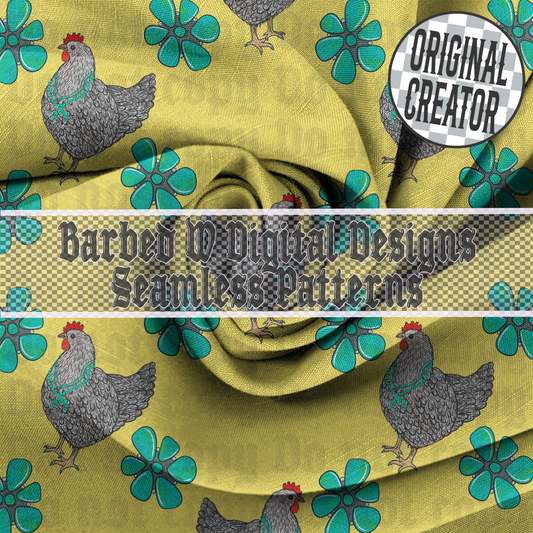 Yellow Chicken Seamless Pattern