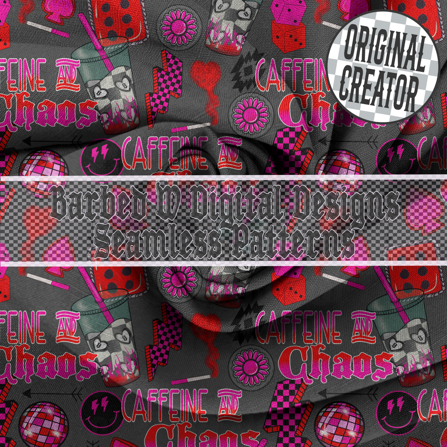 Caffeine & Chaos Seamless Pattern