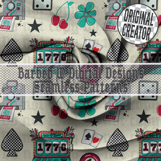 1776 Slots Seamless Pattern