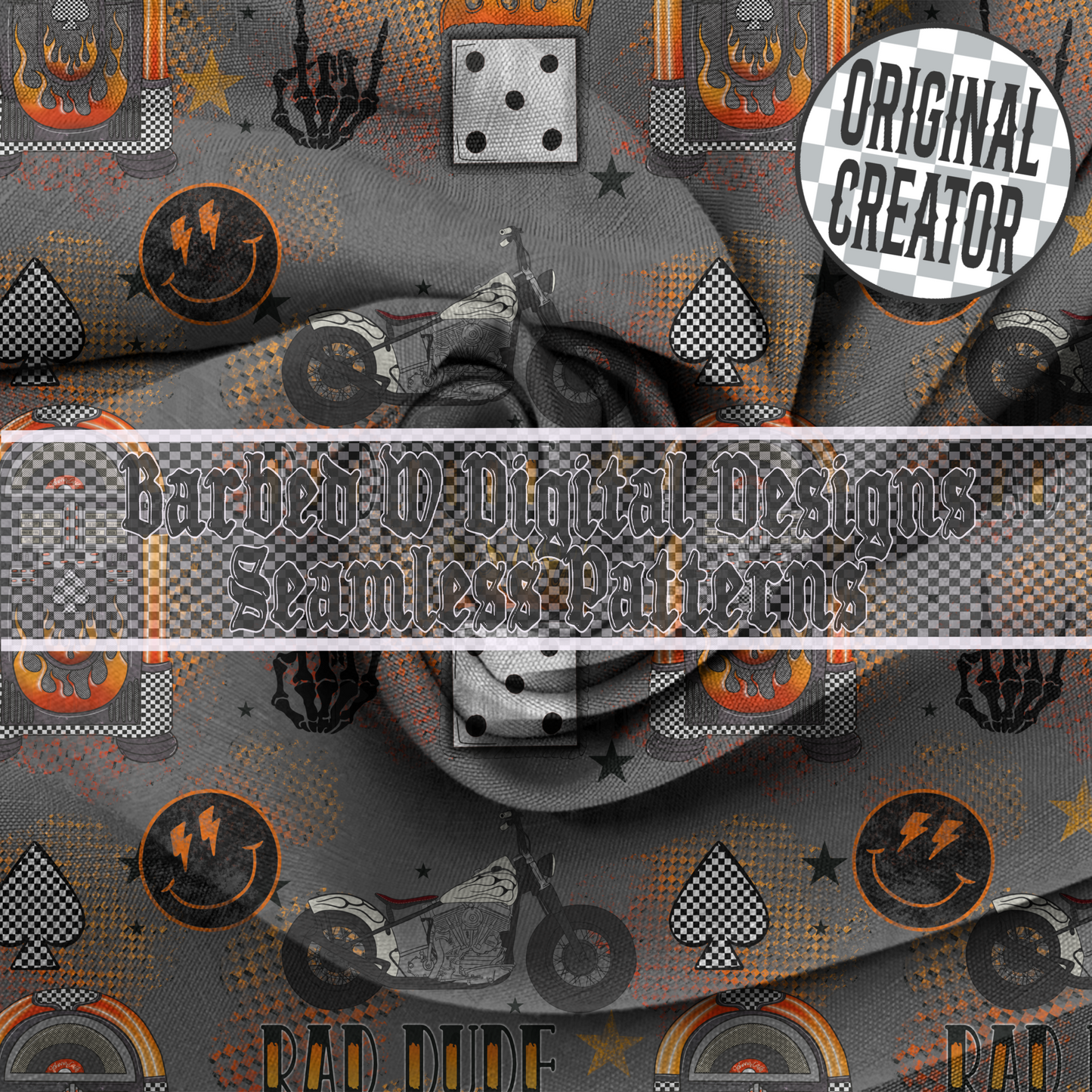 Rad Dude Moto Seamless Pattern