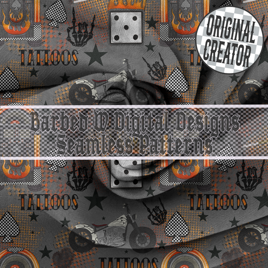 Yallternative Moto Club Seamless Pattern