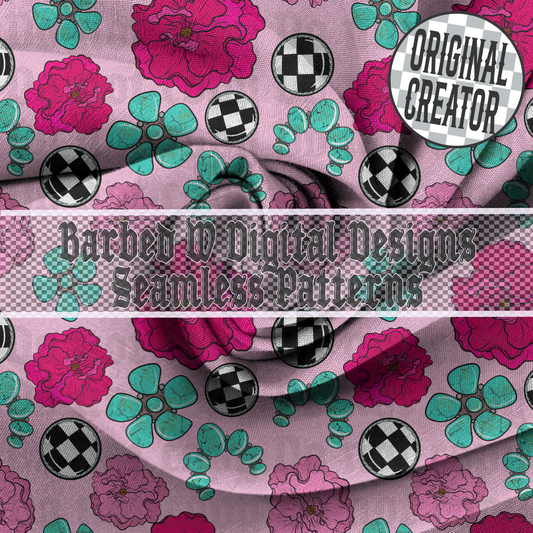 Turquoise Spring Seamless Pattern