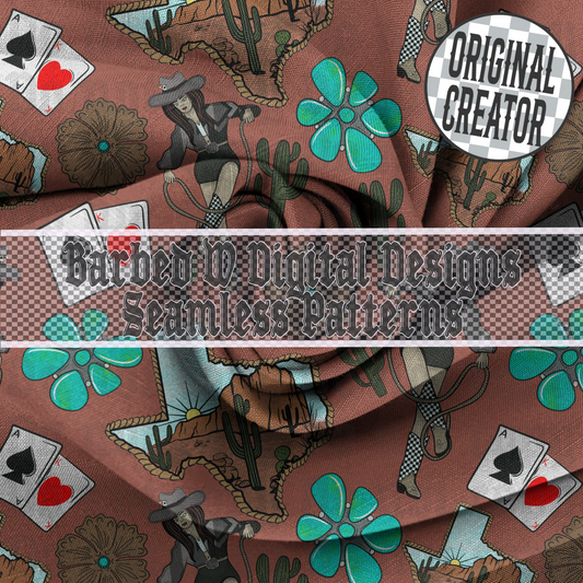 Texas seamless pattern, yallternative png, checkers png, cards png, turquoise png, roping png, floral png, Texan png, western pattern