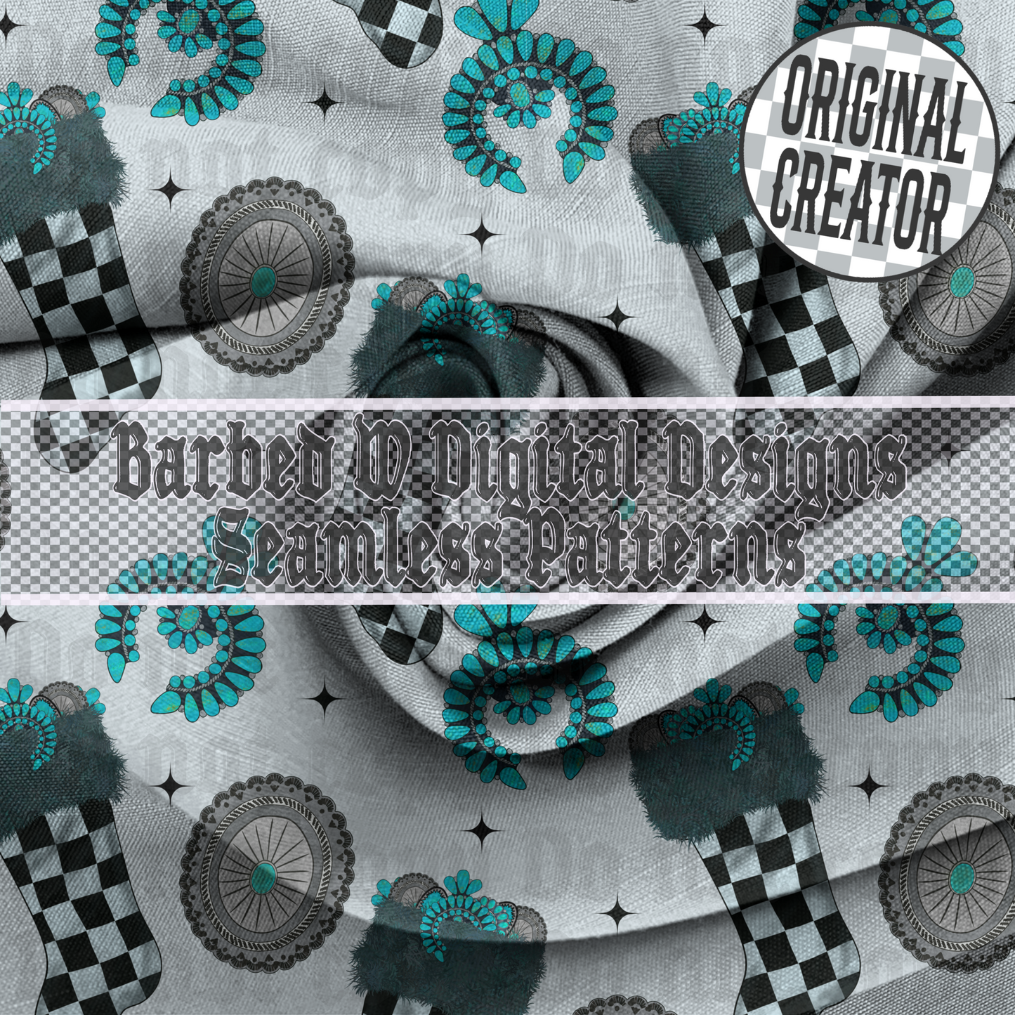 Christmas seamless pattern png, western Christmas png, yallternative png, turquoise png, stocking png, christmas pattern, checkers png