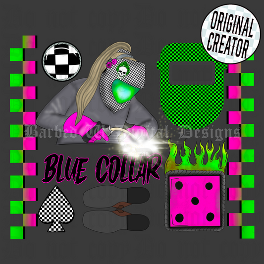 Blue Collar Babe Collage Png