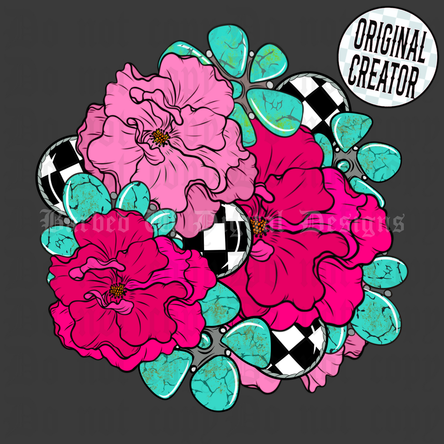 Turquoise & Flowers Png