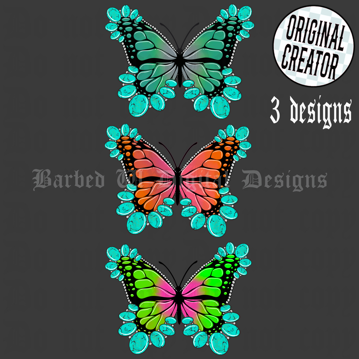 Turquoise Butterflies Png Bundle