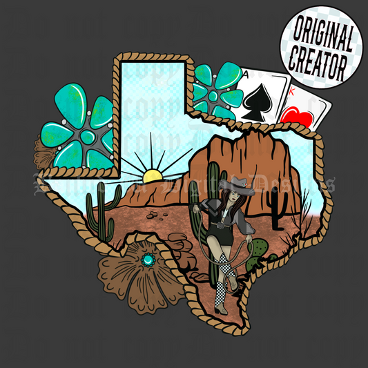 Texas png, punchy png, western Texas png, yallternative png, checkers png, cards png, turquoise png, roping png, floral png, Texan png