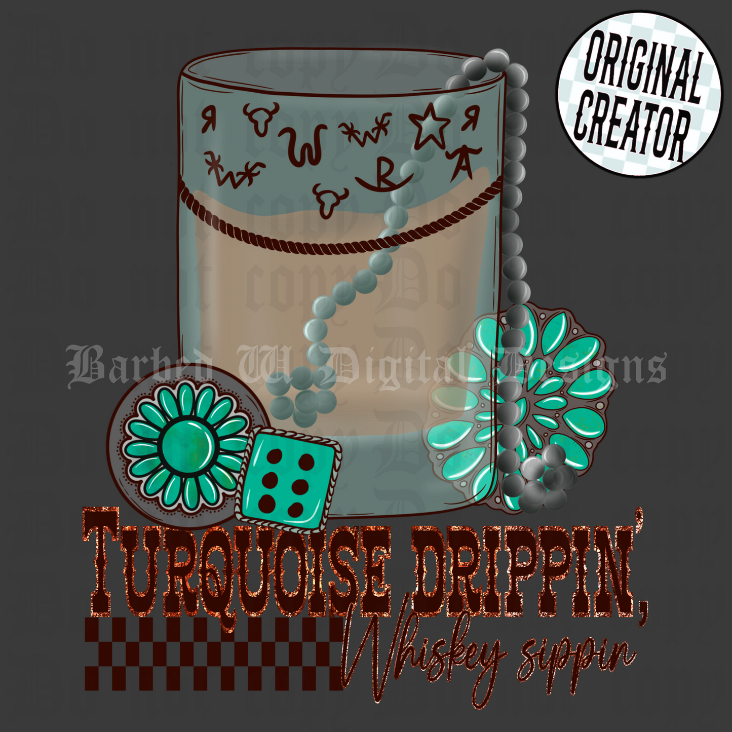 Whiskey png, cowgirl png, western png, turquoise png, dice png, punchy png, Navajo beads png, yallternative png, cowboy brand png
