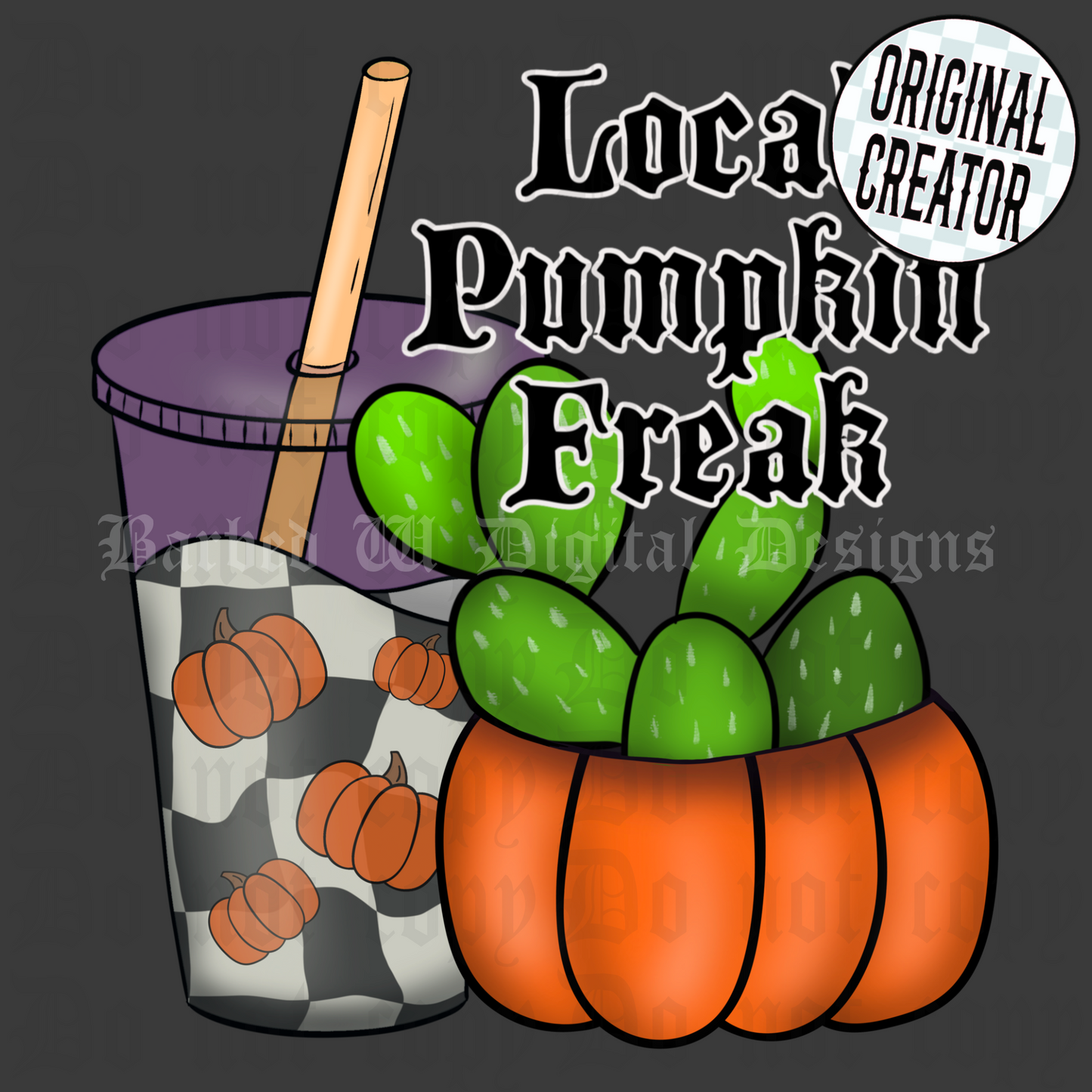 Local pumpkin freak, pumpkin png, pumpkin spice png, iced coffee png, fall png, halloween png, checkers png, yallternative png