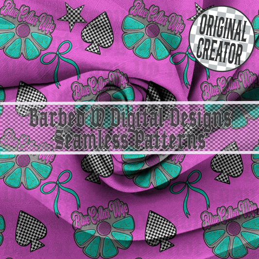 Blue Collar Wife Seamless Pattern