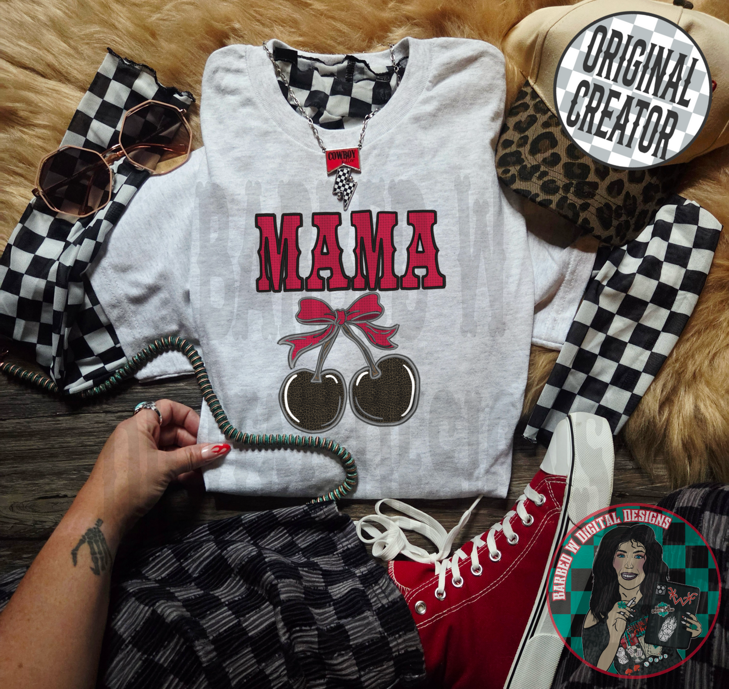 Embroidered Leopard Cherry Mama