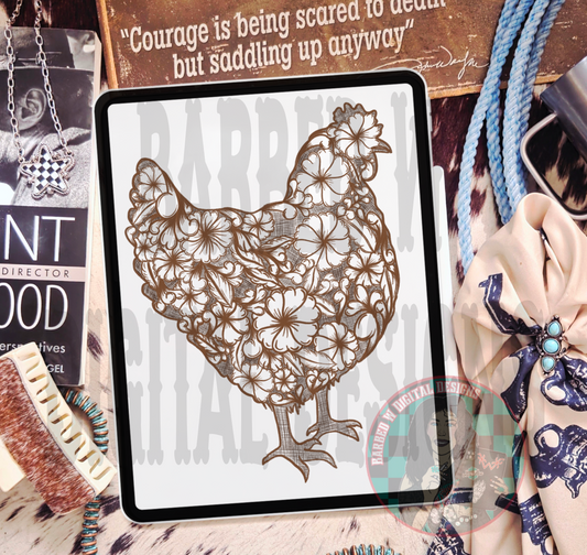 Tooled Leather Hen