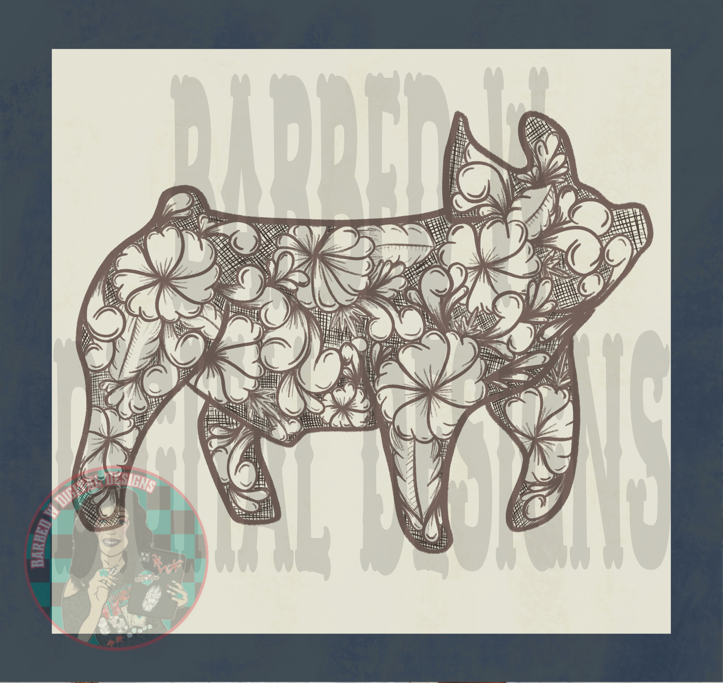 Tooled Leather Show Pig