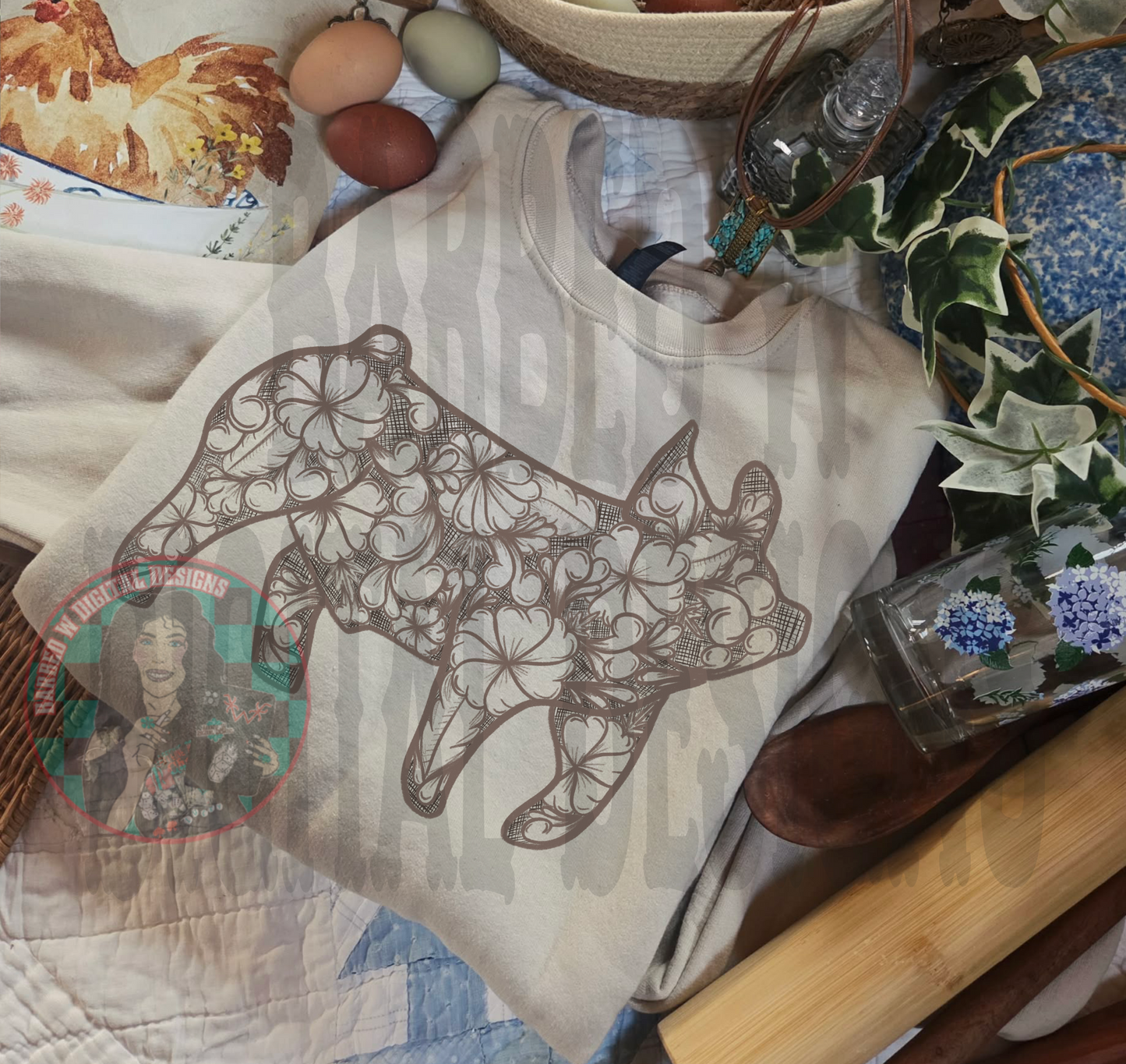 Tooled Leather Show Pig