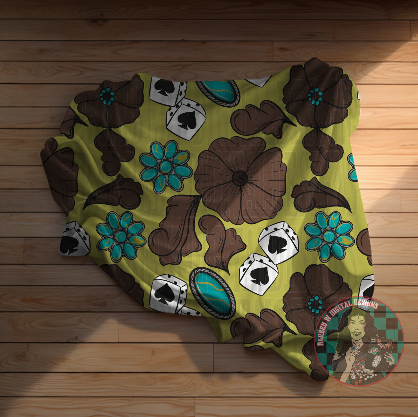 Green Tooled Leather Pattern