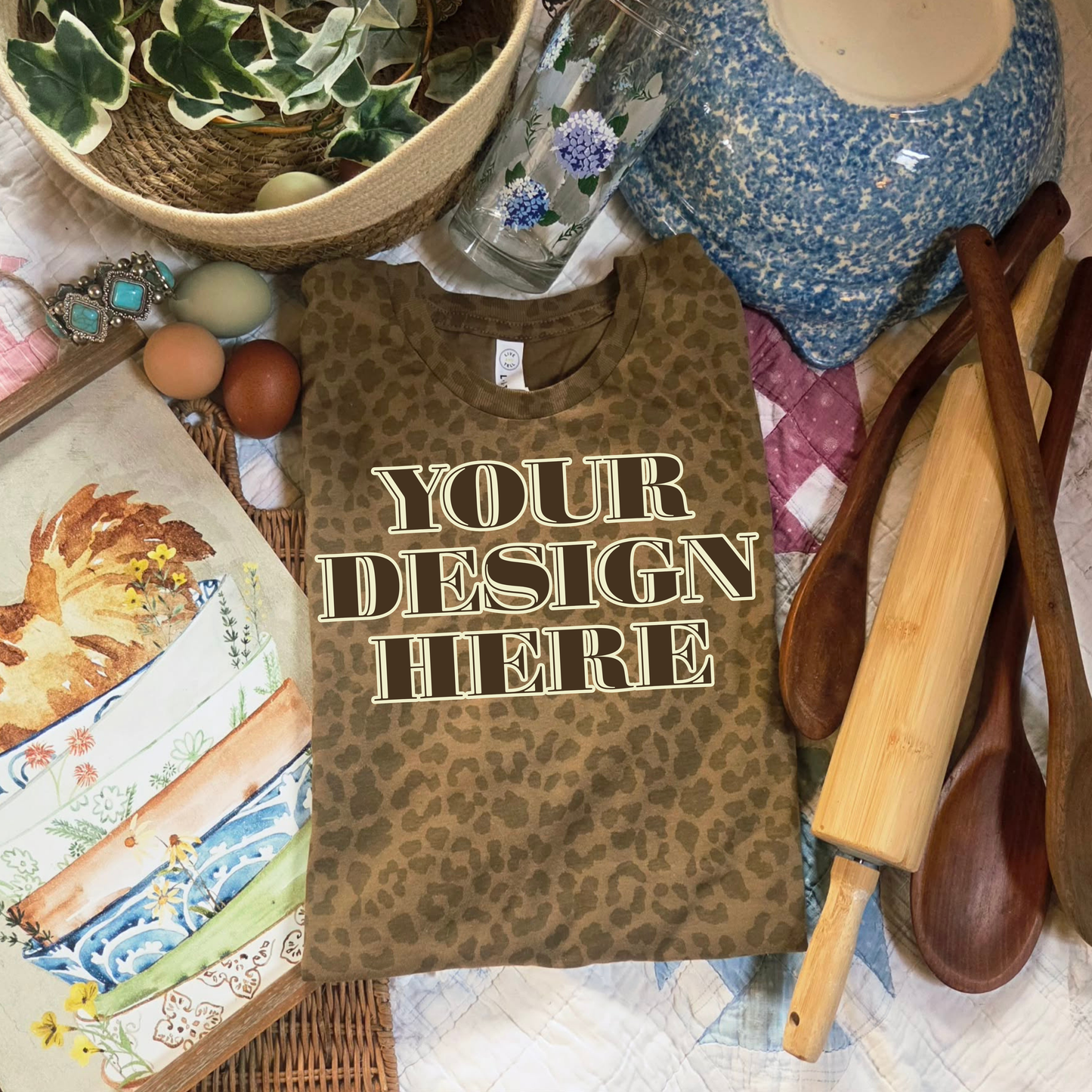 Live and Tell Brown Leopard T-Shirt Mockup