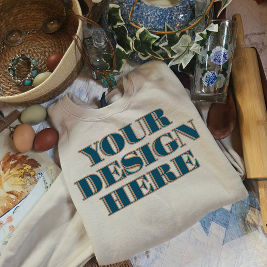 Gildan 50/50 Sand Sweatshirt Mockup