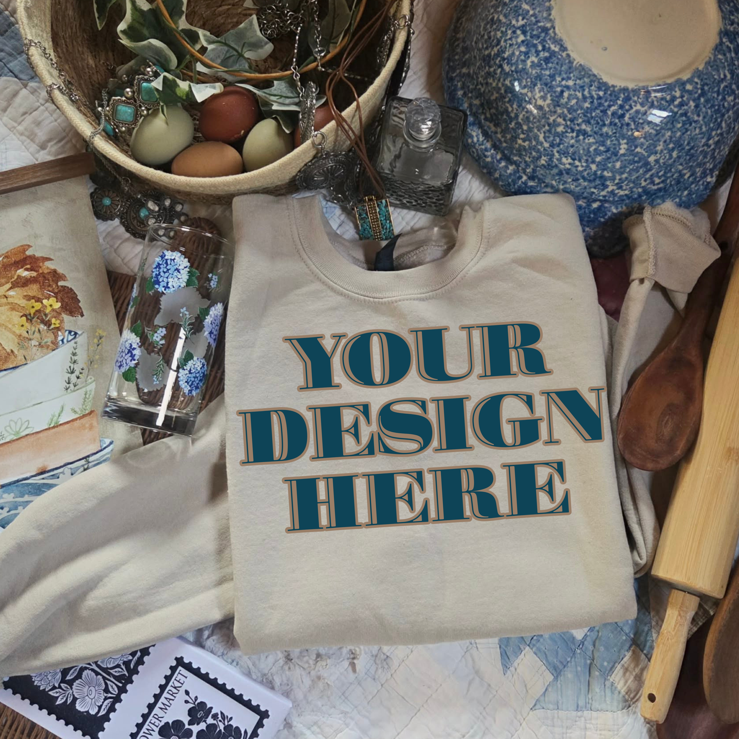 Gildan 50/50 Sand Sweatshirt Mockup