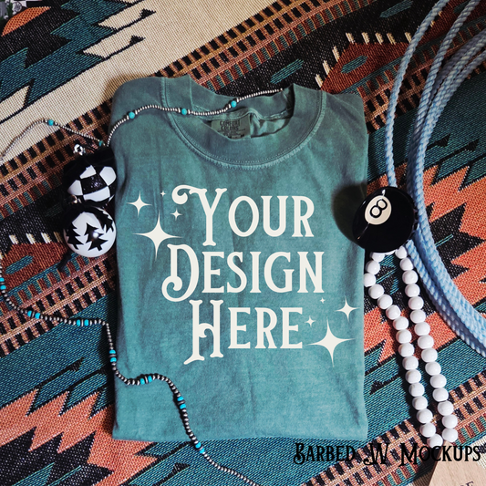Western Christmas Comfort Colors Light Green Mockup