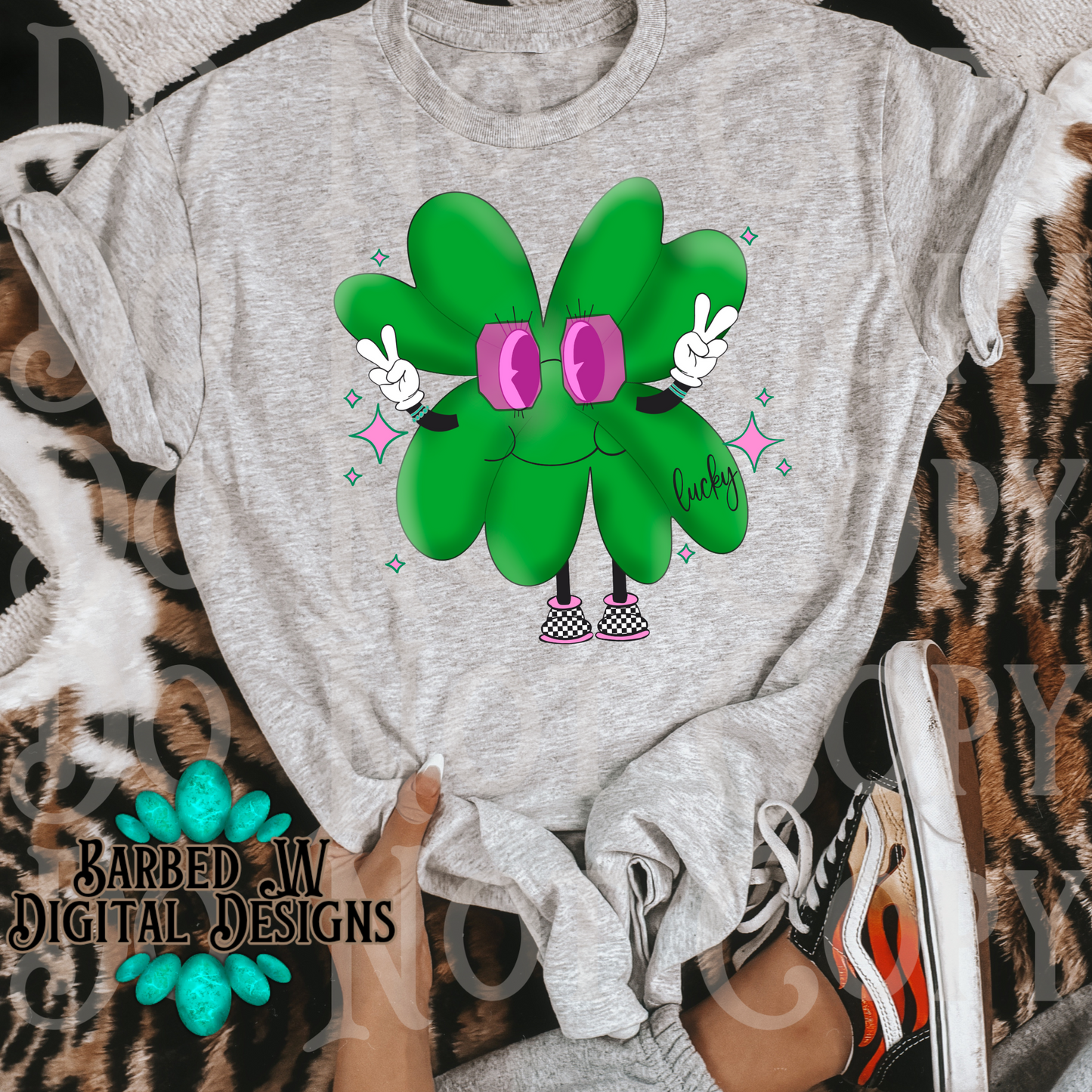 Lucky png, st Patrick’s day png, shamrock png, retro png, turquoise png, four leaf clover png, checkers png, western png, hippie png