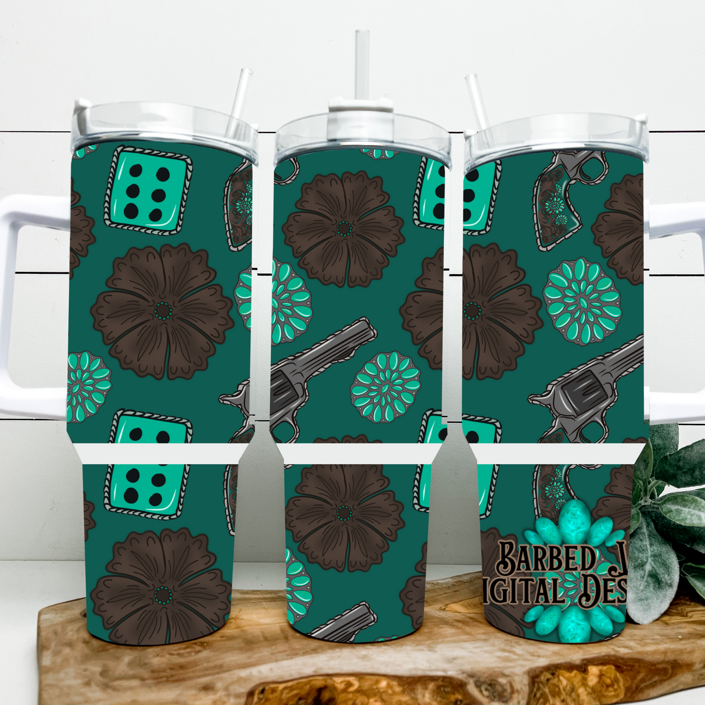 western tumbler wrap, western png, revolver tumbler png, 40 oz tumbler png, seamless tumbler png, flowers tumbler, turquoise tumbler