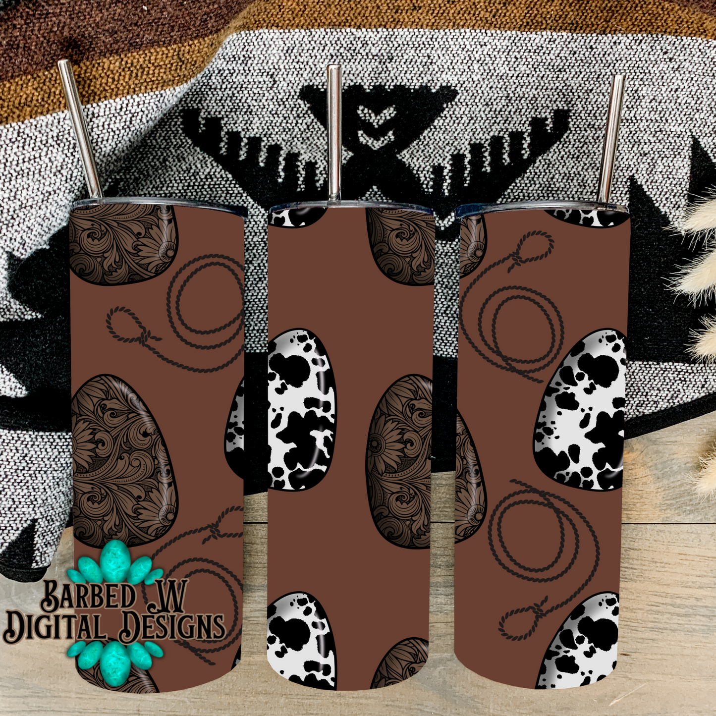 Western Easter seamless tumbler wrap, western Easter egg png, cowhide png, western png, tooled leather png, cowboy tumbler 20 oz