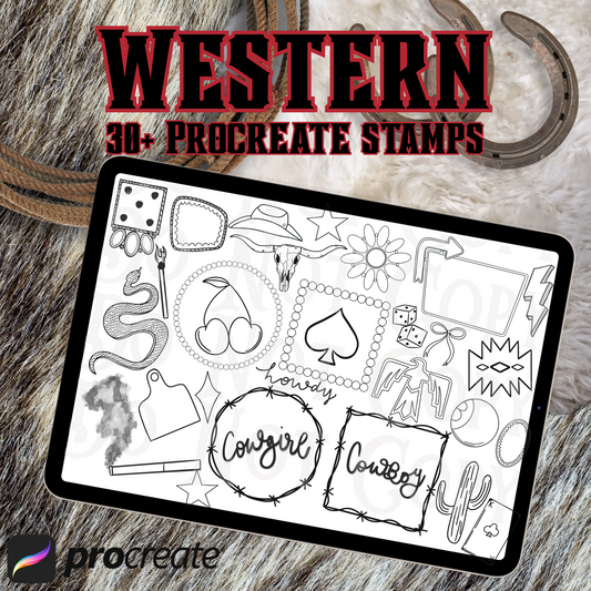30+ Western Procreate Stamp Kit