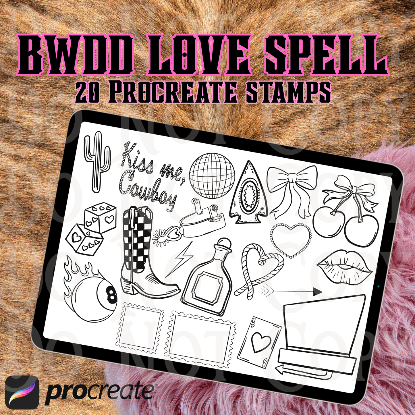 20 Western Procreate Stamps Kit