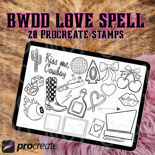 20 Western Procreate Stamps Kit