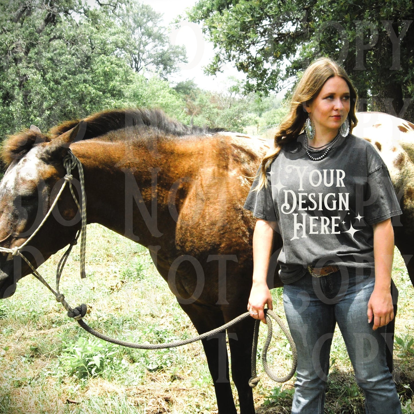 Western T-shirt Mockup, Cowgirl Mockup, Horses, mineral wash tshirt mock, black tshirt mockup, Western aesthetic mock, cowgirl lifestyle