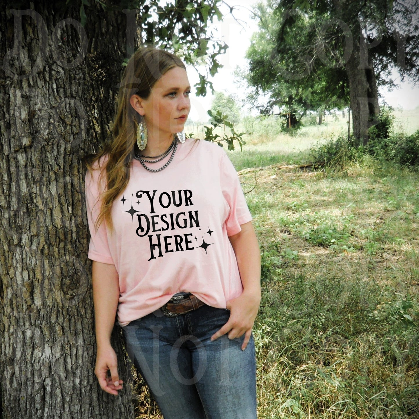 Cowgirl T-shirt Mockup, pink t-shirt Mockup, George Mockup, western mockup, western aesthetic mockup, cowgirl life, turquoise jewelry