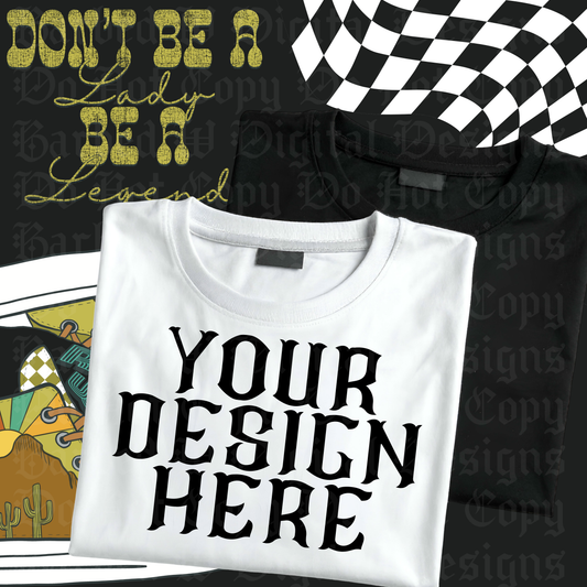 Black & White T-Shirt Flatlay Retro Western Mockup
