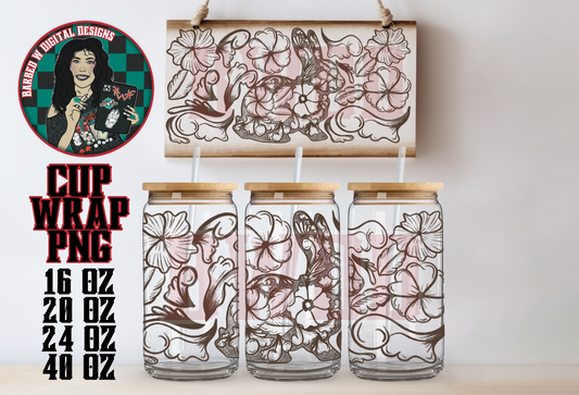 Tooled Leather Show Rabbit Cup Wrap
