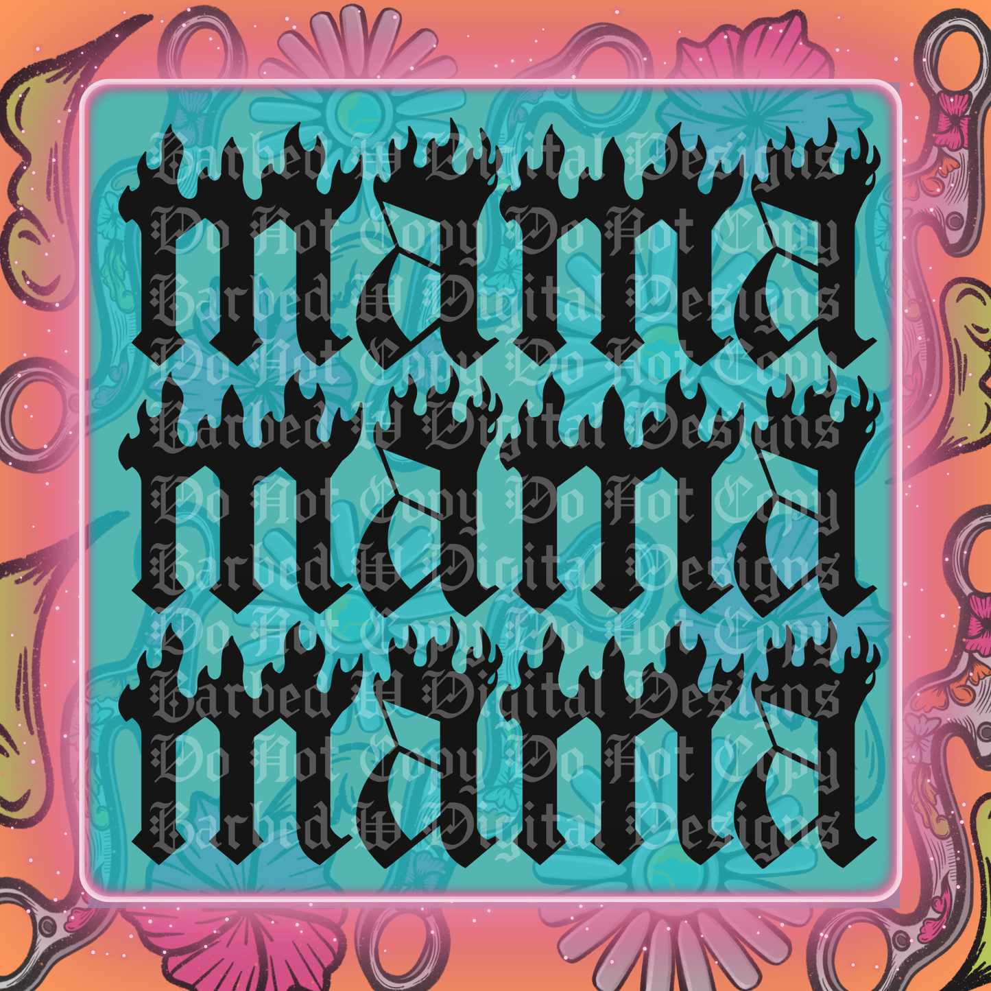 BWDD Fire Blackletter Alpha Set