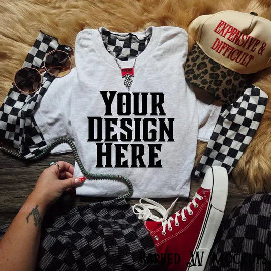 Gildan 50/50 Ash Western T-Shirt Mockup