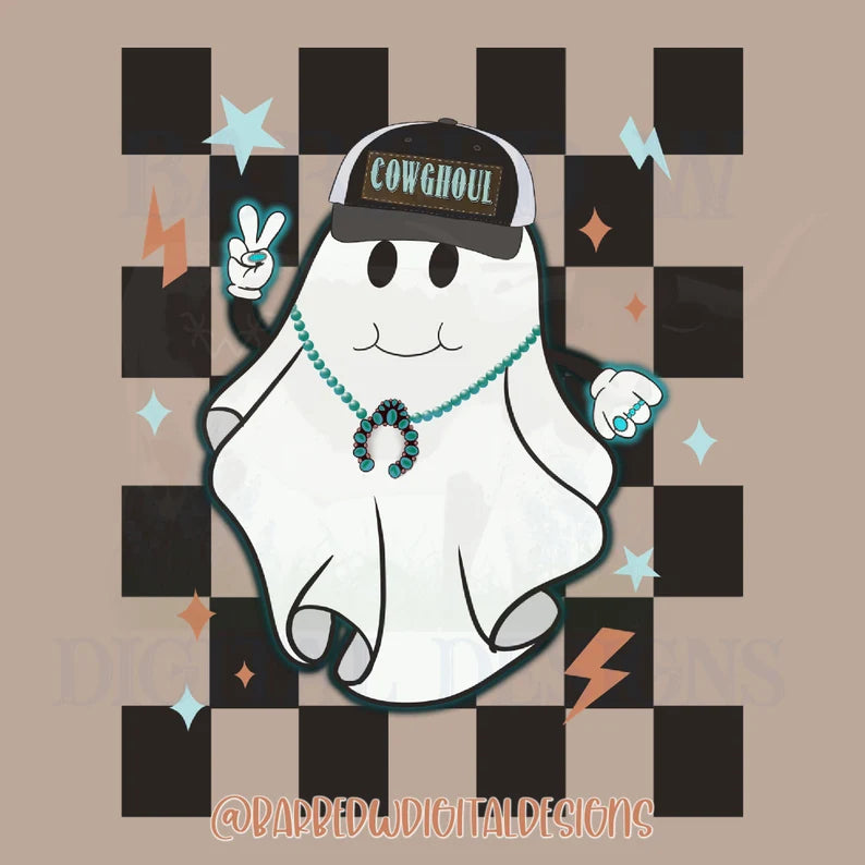 Cowghoul png, cowgirl png, cowgirl Halloween png, Halloween png, western Halloween png, yallternative png, turquoise ghost png, spooky png