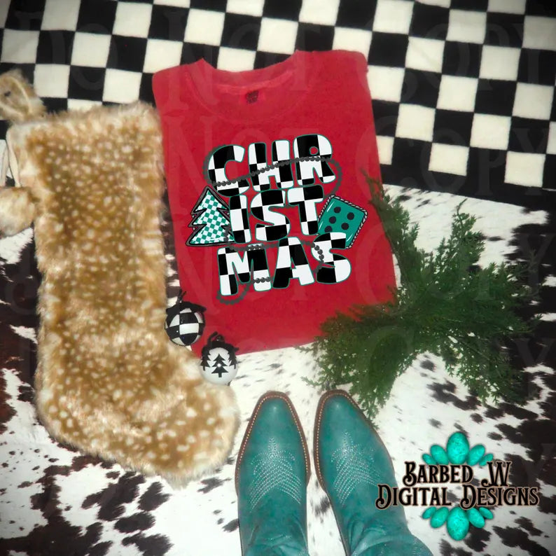 Western christmas png, Christmas png, cowgirl png, checkers png, cowgirl christmas png, turquoise png, yallternative png,