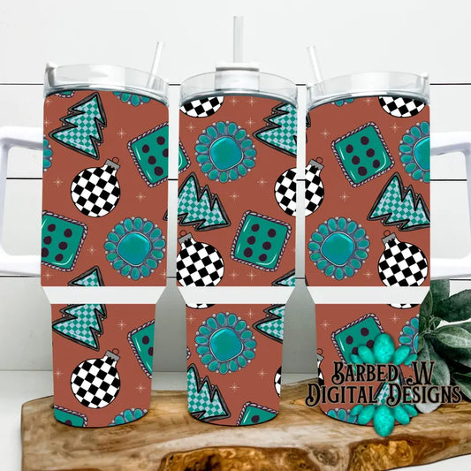 christmas tumbler wrap, western christmas png, western tumbler png, checkers tumbler png, 40 oz tumbler png, seamless tumbler png