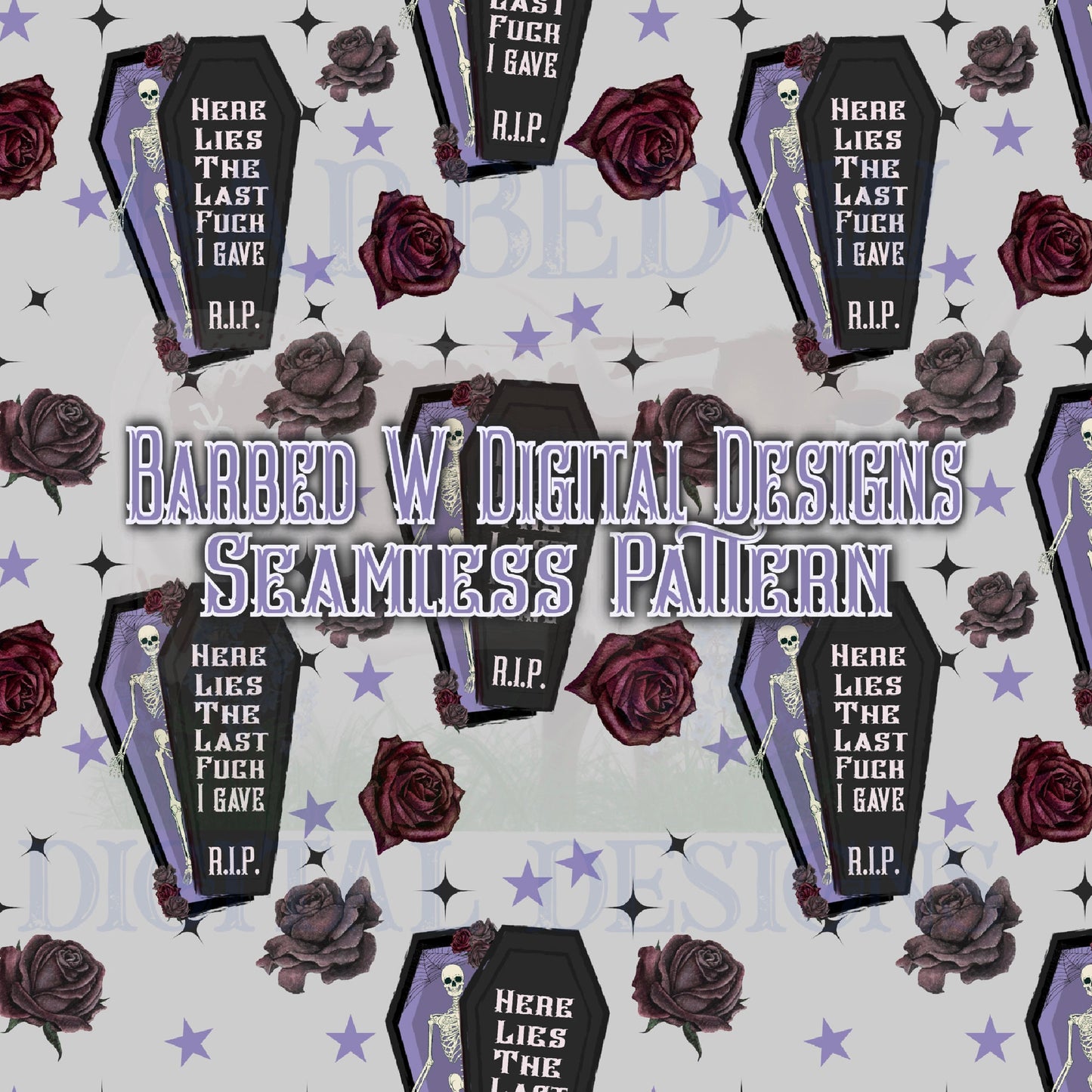 Gothic Seamless Pattern, Skelly png, coffin png, Spooky png, Halloween png, rose png, skeleton fabric pattern, casket png, no fucks png